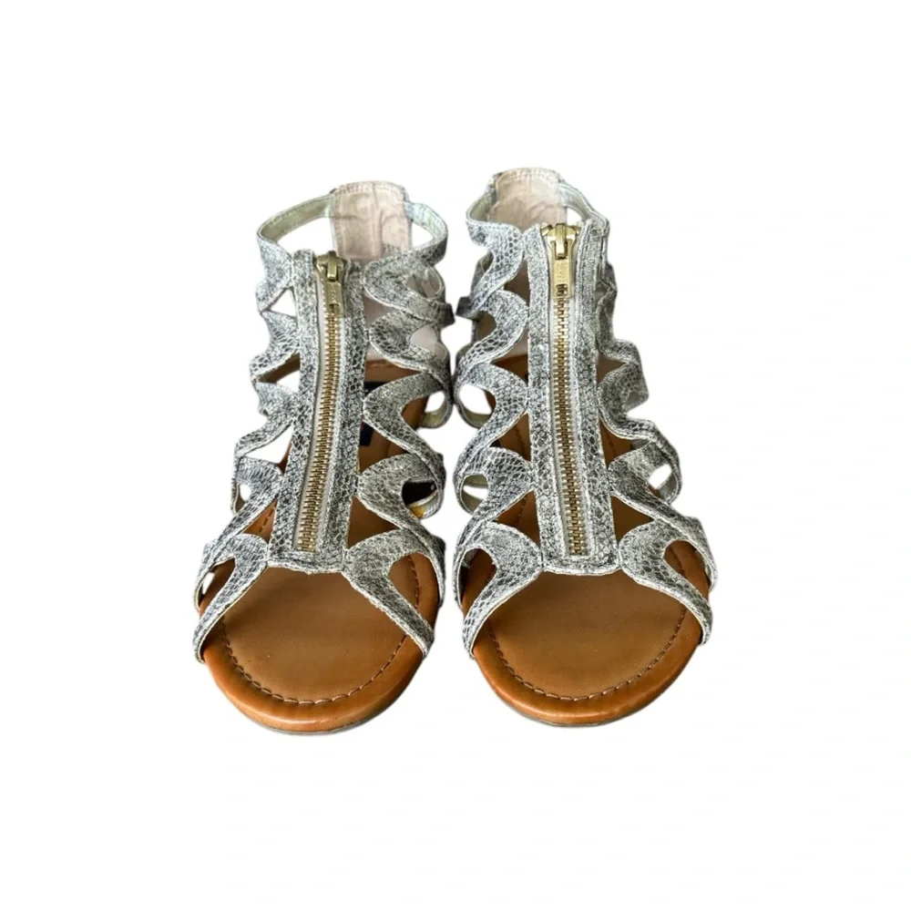 Material Girl Molive Zip Up Faux Snake Print Sandals Size 7.5